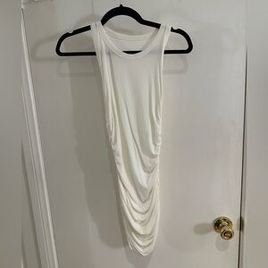 White ribbed, ruched, high neck tank top, dress. Brand new never worn no tags.